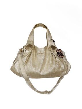 Gustto NEW Lg Folina Rare Color Metallic Gold Crackled Textured Leather